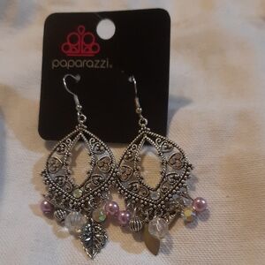 Paparazzi Silver and Pink Dangle Earrings